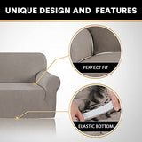 PrinceDeco Stretch Loveseat Sofa Cover Bundle T Cushion Loveseat Slipcover, Taupe