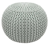 COTTON CRAFT Round Ash Grey Pouf - Hand Knitted Braided Cord Dori Ottoman