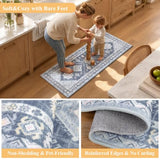HEBE Boho Kitchen Rugs Set of 3, Non Slip Washable Kitchen Mats for Floor
