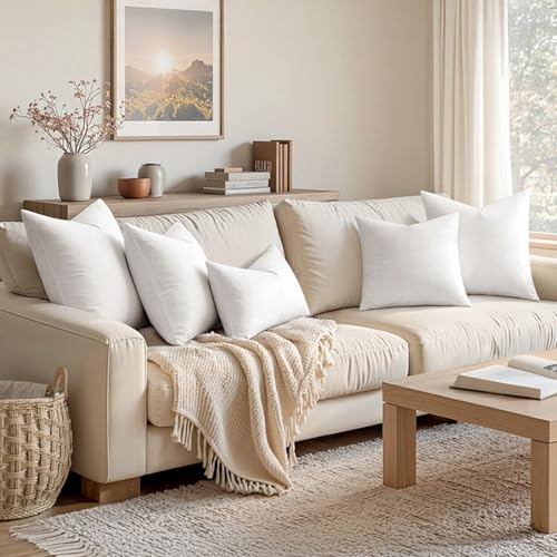 MIULEE Premium Feather and Down 12x20 Throw Pillow Insert Soft Fluffy Throw Pillow Double-Layer Cotton Fabric for Sofa Bed Couch Prevents Feather Leakage