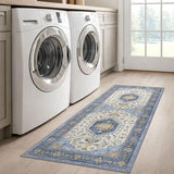 Vintage Washable Runner Rug, 2x5 Runners Blue Brown 5ft Kitchen Rugs