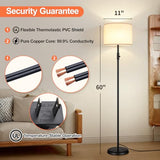 【Upgraded】 Dimmable Floor Lamp for Living Room,1000 Lumens Bulb Included, Modern Floor Lamps Simple Design with Linen Shade, Tall Standing Lamp for Bedroom Office Dining Room, Black Pole Lamp