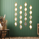 Qunclay Teardrop Mirror Wall Art Decorative Mirror Wall Decor Long Narrow Hanging Art for Apartment Living Room Bathroom Bedroom Entryway(Gold,4 Pcs)