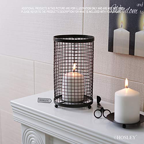 Hosley Large Candle Holder - Black Pillar Candle Cover/Sleeve, 9.75" High, Metal Rustic Farmhouse Decor, Candle Shade for Spa Aromatherapy, Weddings, Home Office, Candle Garden