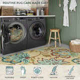 Lahome Floral Washable Kitchen Runner Rugs with Rubber Backing - 2x5 Rug Runner Lightweight Non-Slip Soft Bathroom Carpet, Boho Beige Paisley Carpet for Hallway Bedroom Laundry Room