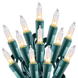 Minetom Clear Christmas String Lights 100 Count 20 Feet Incandescent Bulb Mini Lights for Indoor Xmas Tree Garland Birthday Wedding Party Festival Decoration, Green Wire