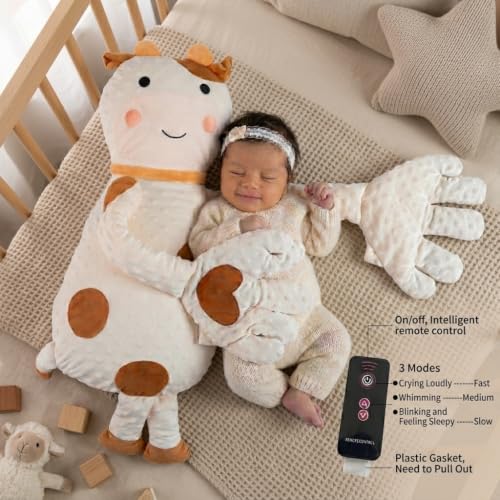 Cow Shaped Pillow – Longer Runtime with Remote and 3-Level Adjustable, Premium Soft Fabric Accent Cushion for Couch, Sofa, Bed & Living Room Décor