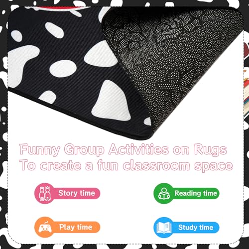 5 x 7.6 ft Large Classroom Rug Composition Notebook Carpets Soft Fluffy Pastel Play Carpet Educational Area Rug Back to School Non-Slip Learning Floor Mat Washable for Nursery Playroom Reading Corner