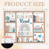 3.3 x 3.9 ft Boho Classroom Rug Library Reading Rug Calming Corner Mat Bookshelf Mental Health Area Washable Non Slip Soft Fluffy Carpet for School Bedroom Living Room Playroom