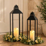 Large Lanterns Decorative Outdoor Indoor, 23" 19" Floor Lantern with Candle