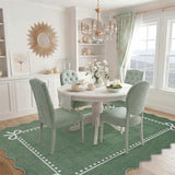 Garvee Scalloped Bow Rug Green Washable Solid 3x5 Area Rugs for Living Room