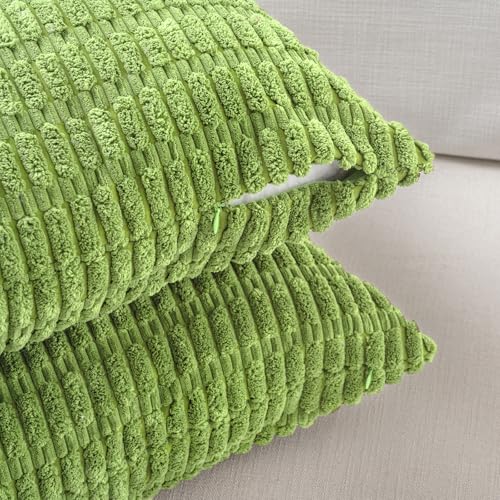 Fancy Homi Decorative Throw Pillow Covers for Bed Couch Bedroom Bench, Soft Corduroy Solid Pillow Case, Rustic Farmhouse Boho Room Decor,36" x 14" (Pack of 1),Lime Green