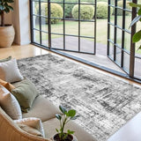 Extra Wide Hallway Rug 4x9: Washable Modern Abstract Living Room Rug Black