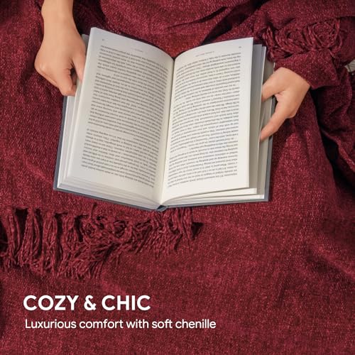 RECYCO Chenille Christmas Throw Blanket for Couch, 50"x60", Christmas Red