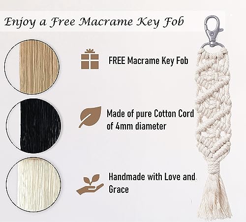 Induslyfe Macrame Wall Hanging 3 pcs Tapestry Woven Boho Home Chic Wall decor Bohemian Geometric Art Decor Bedroom Nursery Apartment Dorm Decoration Minimalistic Neutral Beige Black gift Birthday Xmas