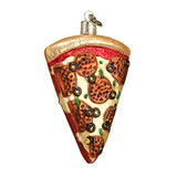 Old World Christmas Pizza Slice Glass Blown Ornament for Christmas Tree, Handcrafted Holiday Decoration, Food Collection