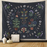 LINICE Nature Moon Phase Wall Hanging, Bohemian Mandala Tapestry Aesthetic Bedroom Decor, Botanical Tapestry Suitable For Bedroom Home Dorm