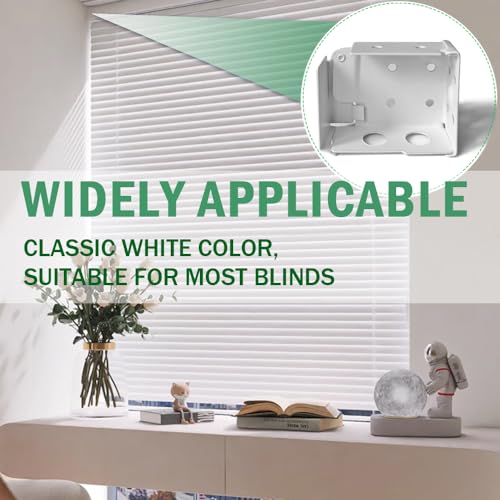 2PCS Mini Blind Brackets, Metal Window Blind Brackets, 2 inch White Window Blinds Headrail Holder Bracket for High Profile Blinds