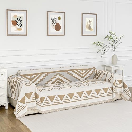 MYSKY HOME Couch Cover for Sectional Sofa Set for Dog Cat Pets Couch Cover 3 Seat Sofa Chenille Boho Geometric Furniture Sofa Cover Washable Couch Protector Multi-Use Couch Covers Blanket,71" X134"