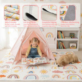 Rainbow Kids Rug 3'3" x 4'11", Soft Kid Area Rug, Large Washable Space Mat, Non-Slip Cute Rainbow Weather Kid Crawling Floor Mat for Living Room Playroom Classroom Bathroom(for Age 2+)