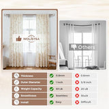 Double Curtain Rod 36-76 Inch, Boho Wood Decorative Dual Curtain Rods for Windows, 1" Adjustable Heavy Duty Double Rod, Unique Handmade Imitation Weathered Wood Grain Leaf Finials Design