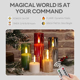Grey Glass Flameless Pillar Candles with Remote Batteries Set of 5