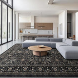 Ruaruarug Washable Area Rug 8x10 for Living Room, Bedroom, Ultra Soft Non Slip Stain & Fade Resistant, Pet & Kids Friendly, Suitable for High Traffic Areas Easy to Clean for Office Kitchen, Black Grey