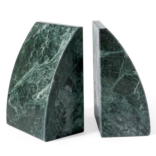 Marble Bookends for Shelves, 8Lbs Large Stone Bookends for Heavy Books, Non-Slip Heavy Duty Book Stopper, Mode