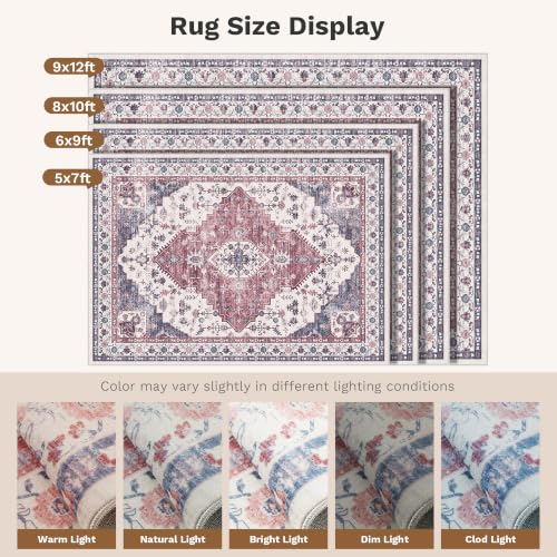 LIVELYGLOW 5x7 Washable Area Rug for Living Room, Large Carpet