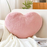 XVTRU Dusty Pink Heart Pillows, Cute Heart Decorative Pillow, Heart Shaped Throw Pillows for Bed, Faux Rabbit Fur Plush Hoom Decor Pillow Cushion for Chair Sofa Living Room (Medium-15.7"x11.8")