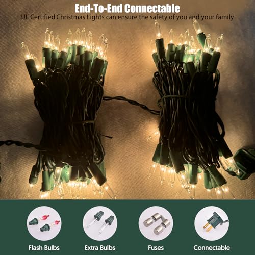 HISHINY Christmas Lights 100 Count Clear Christmas Tree Lights String with Green Wire for Outdoor Indoor Christmas Decorations Wedding Decorations Valentines Day Decor,UL Certified (21feet)
