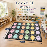 BreezeHug 7.5 x 12 ft Classroom Rug Pastel Composition Notebook Rug Back to School Supplies Educational Area Classroom Carpet Positive Affirmation Station Carpet for Teaching Playroom Read Room Decor
