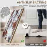Upgrade Non Slip Kitchen Rugs Sets of 3 Washable Kitchen Mats for Floor Abstract Kitchen Runner Rug Soft Floor Mat Set Kitchen Carpet Rugs for Hallway, Laundry, Entryway, Office, Rust Red