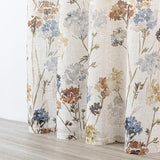 MYSKY HOME Floral Linen Curtains 84 inch Length 2 Panels Set Summer Flower Patterned Semi Sheer Light Filtering Privacy Farmhouse Grommet Drapes for Living/Dining Room, Yellow, W52 x L84, Pack-2