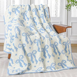 Buryeah Blue Bow Blanket Soft Microfiber Double Sided Bow Throw Blanket 50"x 60" Coquette Aesthetic Plush Bedding Stuff Sofa Chair Dormitory Preppy Room Decor for Women, Wedding Bridesmaid Gifts, Mom