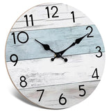 KECYET Wall Clock Silent Non-Ticking Wooden Clocks Battery Operated 12 Inch Small Country Retro Rustic and Beach Style Decorative for Living Room, Kitchen, Home,Bathroom, Bedroom (Blue)