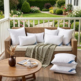 Atarashi 18 x 18 Outdoor Pillow Inserts (Pack of 2)- Waterproof Firm and Fluffy Square Throw Pillows - Decorative Pillow Forms for Couch Sofa Bed Patio Furniture - White