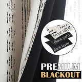 jinchan 95% Blackout Boho Curtains 84 Inches Long for Bedroom Living Room Black on Beige Geometric Printed Grommet Top Room Darkening Thermal Insulated Window Drapes 2 Panels