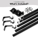 Deconovo Adjustable Curtain Rod for Windows, 3/4 Inch Diameter Heavy Duty Window Rod with Decorative Finials and Installation Hardware, 48"-84", Black, 1 Pack
