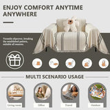 DREAMINGO Couch Cover for Armchair Reversible Chenille Chair Sofa Protector Washable Couch Cover Blanket for Living Room Striped Jacquard Recliner Furniture Slipcover 71"x71"