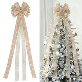 Christmas Tree Topper, Bow Large Christmas Bow Tree Topper, for Xmas Ornament Holiday Home Wedding Thanksgiving Indoor/Outdoor Decoration (Gold)
