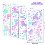 4 Sheets of Unicorn Peel and Stick Wall Decal Glitter Unicorn and Fairy Wall Stickers Cartoon Wall Decals Removable DIY for Bedroom Playroom Living Room Decor