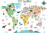 DECOWALL SG2-1615S Animal World Map Kids Wall Decals Wall Stickers Peel and Stick Removable Wall Stickers for Kids Nursery Bedroom Living Room (Large)