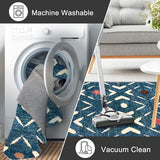 Washable Runner Rug 2x5 ft Hallway Runners, Teal/Blue