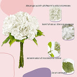Yatim 21In White Artificial Hydrangea Flowers 5 Pcs Real Touch 3D Print Latex Flowers for Wedding Centerpieces Bouquets DIY Floral Decor Home Decoration with Stems