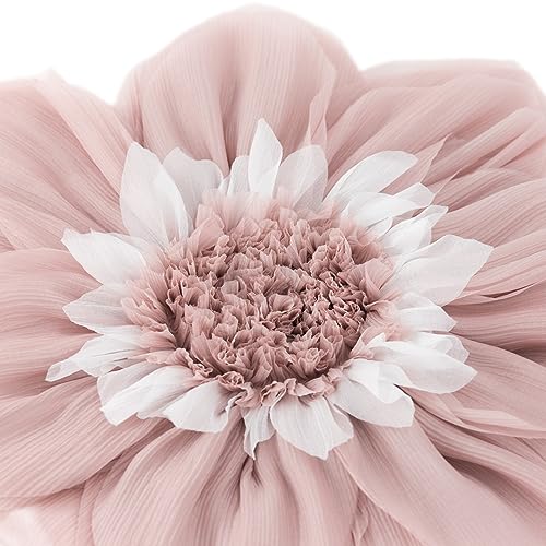 3D Blush Pink Round Flower Throw Pillow Handmade Floral Decorative Pillow with Insert Boho Farmhouse Accent Cushion for Bed Sofa Couch Bedroom Living Room Home Decor 12 Inch