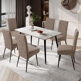 Genina Waterproof Dining Room Chair Covers Stretch Parsons Chair Slipcovers for Dining Room Kitchen Chair Protector Cover, Removable, Washable (4, Flower Pattern-Taupe)