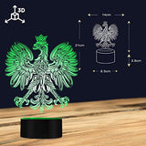 The Geeky Days Polish Coat of Arms Polska 3D Optical Illusion USB Light Home Decor Patriotic Polish Eagle Falcon LED Novelty Desk Night Lamp