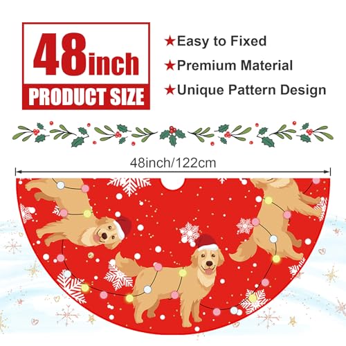 Christmas Tree Skirt Red Tree Skirts Golden Retriever Yellow Lab Xmas Tree Skirt Tree Mat 48 Inch Dog Winter Christmas Decorations for Home