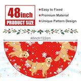 Christmas Tree Skirt Red Tree Skirts Golden Retriever Yellow Lab Xmas Tree Skirt Tree Mat 48 Inch Dog Winter Christmas Decorations for Home